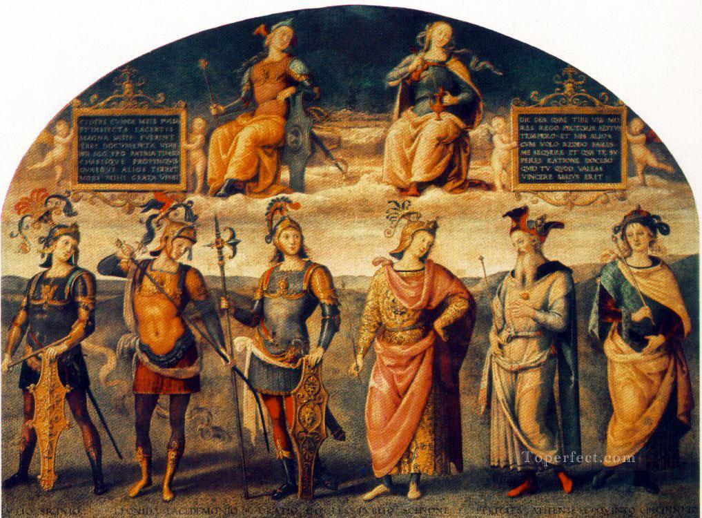 Fortitude and Temperance with Six Antique Heroes 1497 Renaissance Pietro Perugino Oil Paintings